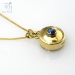 Blue Star Sapphire Gold Working Compass Necklace (g478)