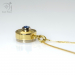 Handmade gold button compass pendant with blue star sapphire (g478)