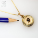 Button compass small pendant handmade gold necklace gift (g483)