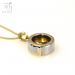 Handmade gold compass pendant with button compass (g485)