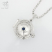 Silver Compass Locket with Sapphire (g408)